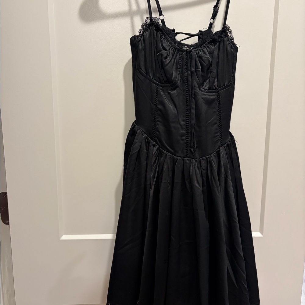 Thread & Supply Black Lace-Up Dress